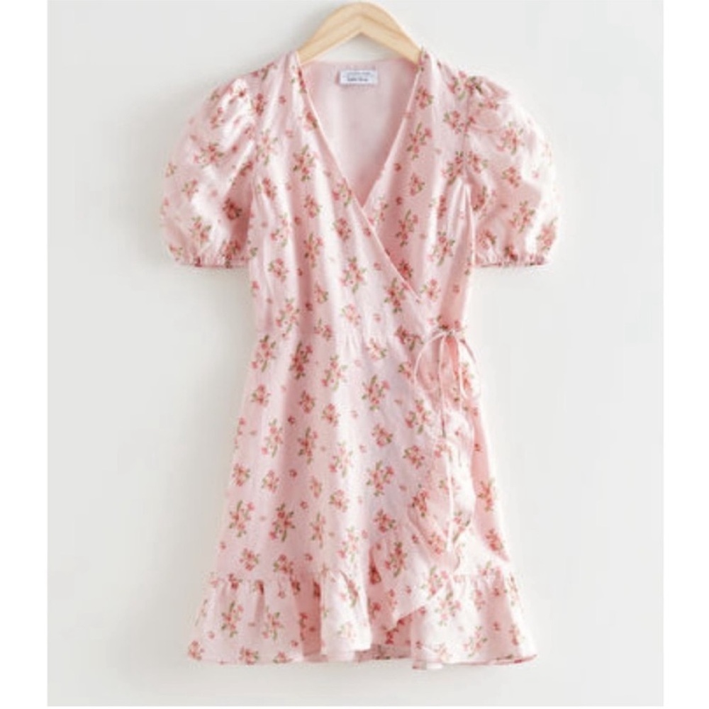 & Other Stories Pink Ruffled Wrap Sundress